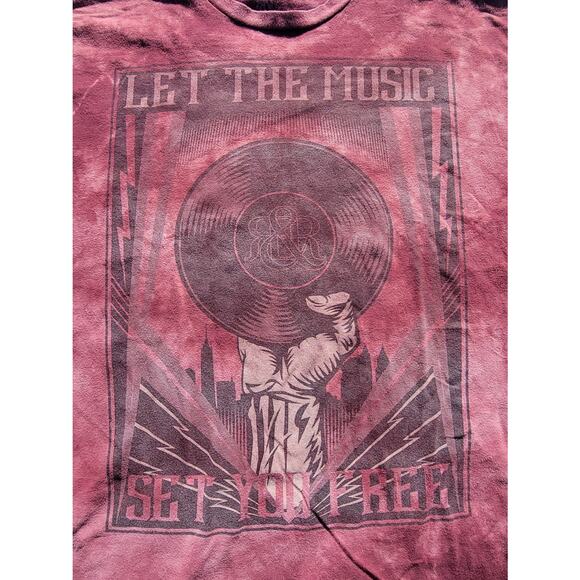 Rock & Republic T-shirt Red Tie Dye Let The Music Set You Free Size XXL - Picture 3 of 4